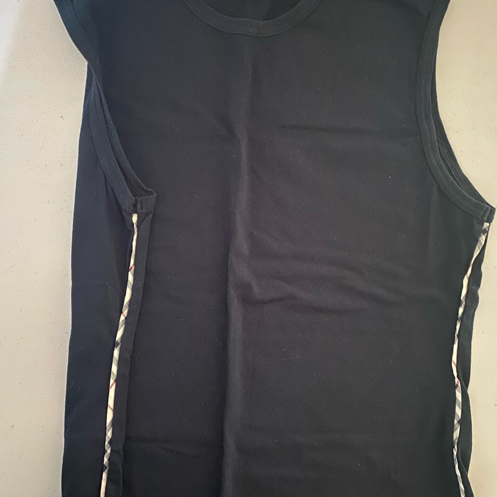 Black Sleeveless Top with Side Stripes